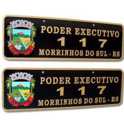 PLACA DE CARRO OFICIAL EM LATO