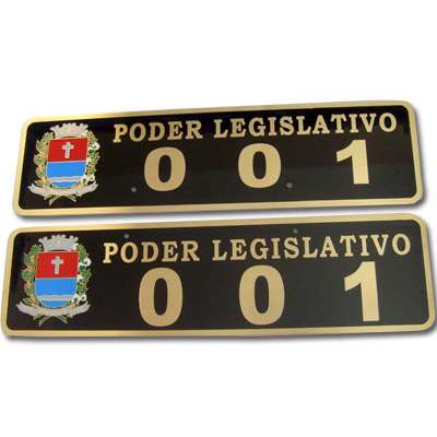 PLACA DE CARRO OFICIAL EM LATO