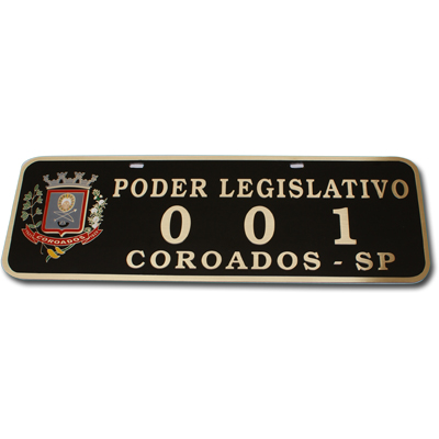 PLACA OFICIAL DE CARRO EM LATO