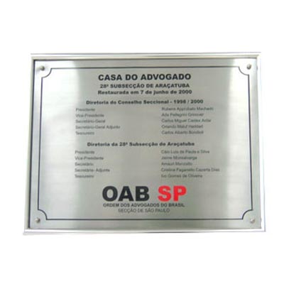 PLACA DE AO INOX