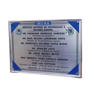 PLACA DE AO INOX COM MOLDURA